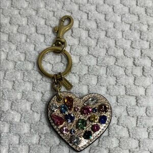 Coach Gold Heart with Rhinestones Keychain Bag Charm